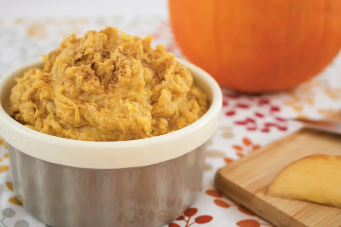 Peanut butter pumpkin dip in a bowl 