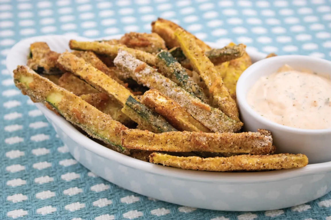 Zucchini squash fries topped with parmesan