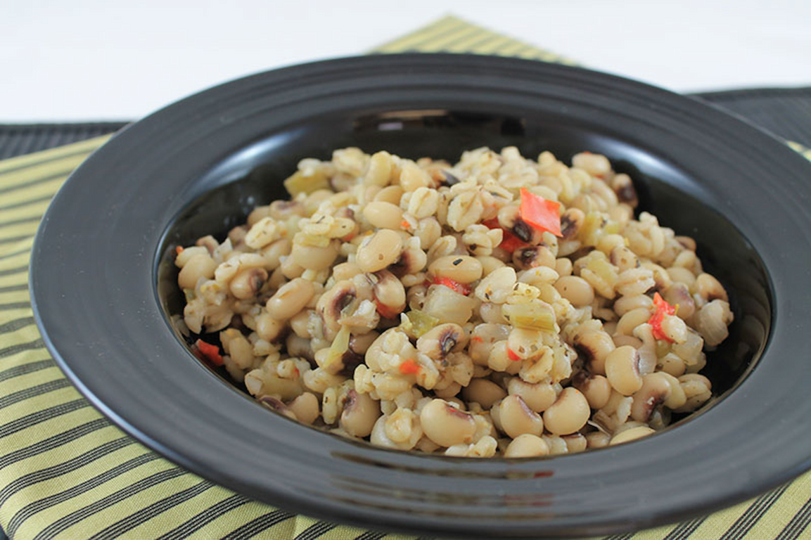 Black eyed peas and barley plated