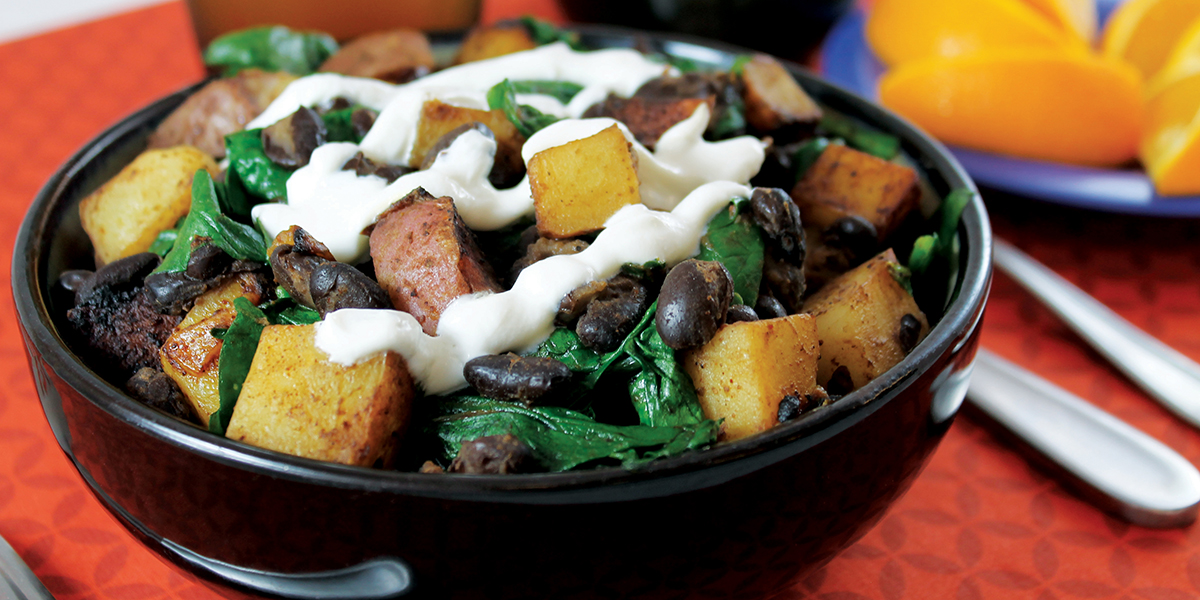 Potato black bean skillet plated
