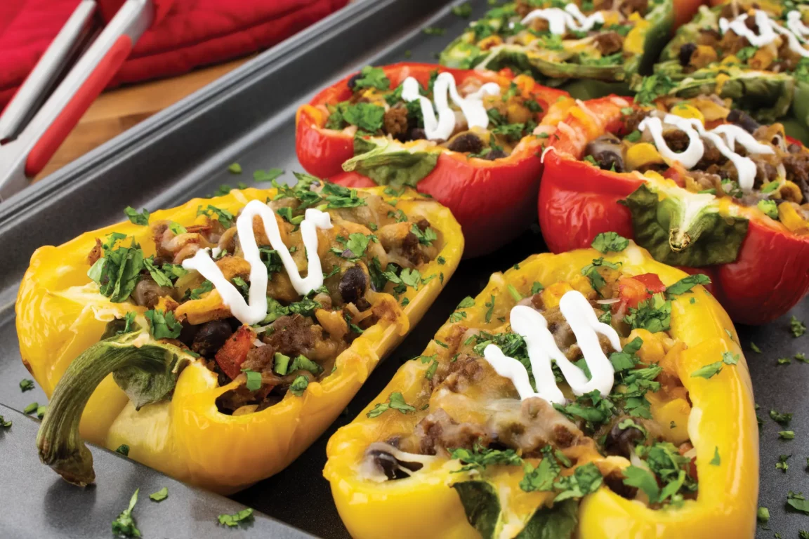 Taco stuffed peppers plated 