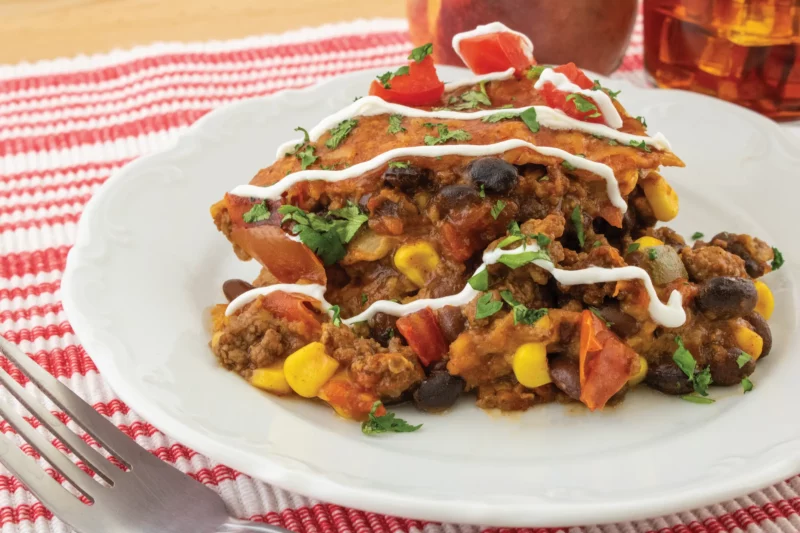 Enchilada stack plated