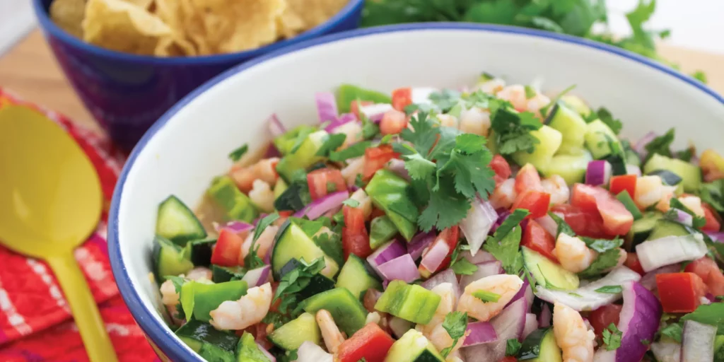 Shrimp ceviche prepared in a bowl