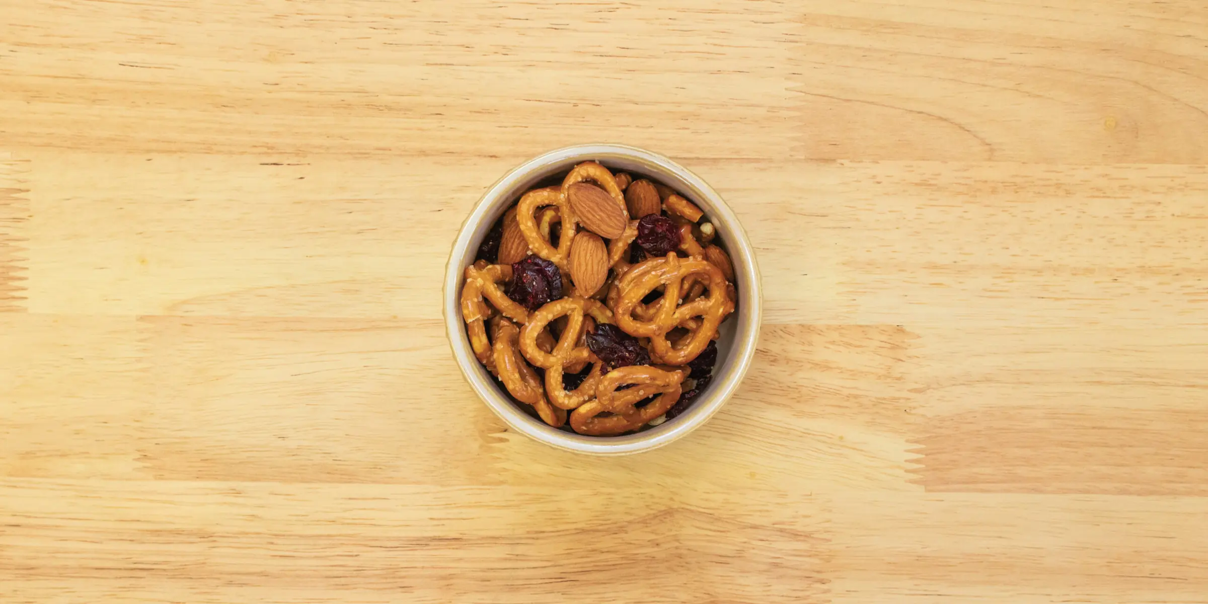 small bowl of cranberry almond snack mix