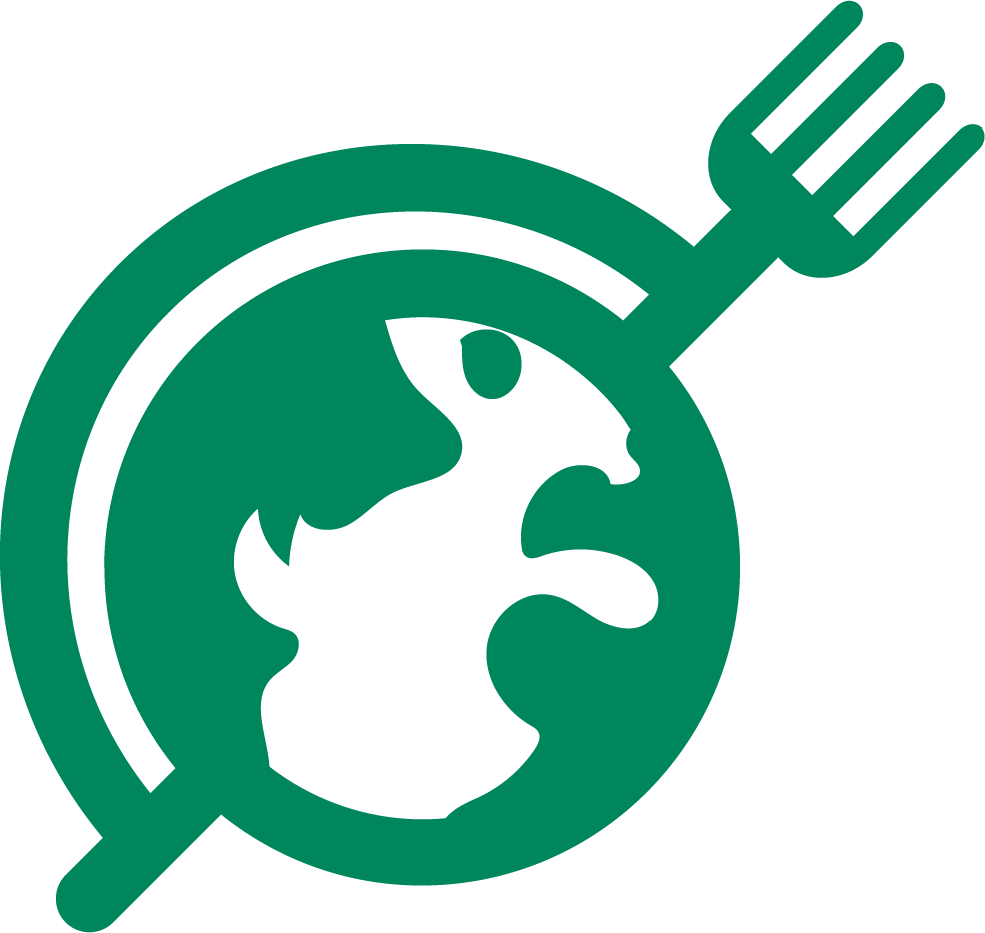 An illustration where the axis of a globe is a fork