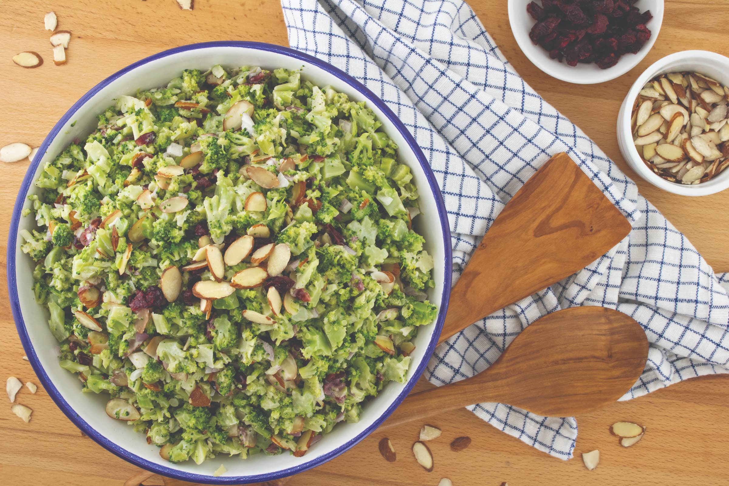 Broccoli salad served in a bowl