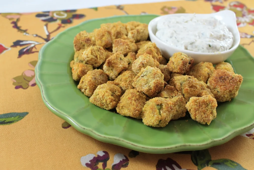 Baked Popcorn Okra.