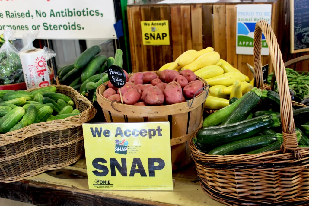 baskets of fresh produce.