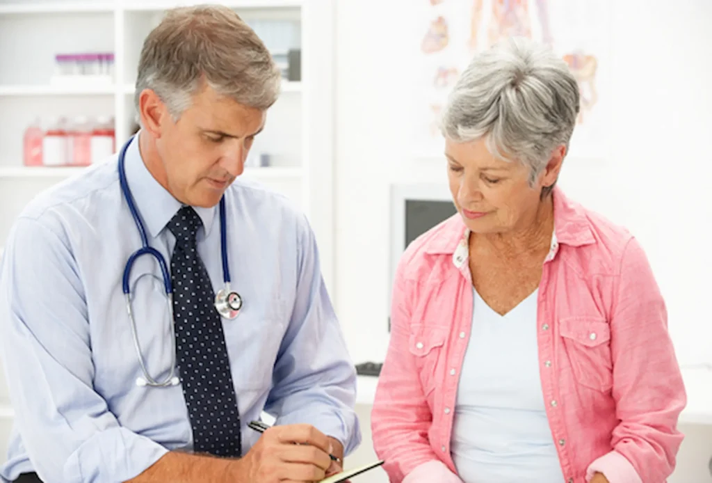 woman and her doctor.
